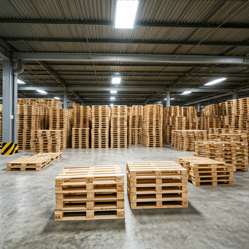 Pallets in a large warehouse